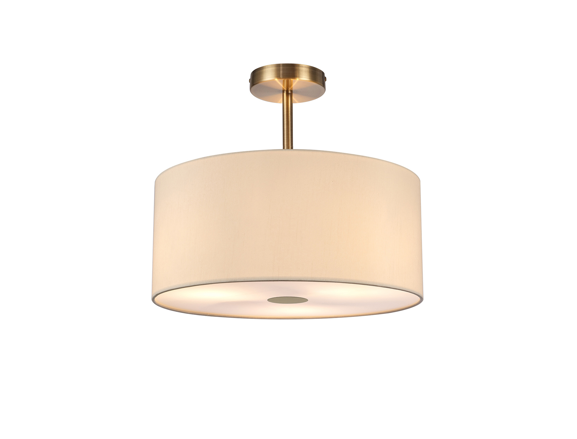 Baymont 40cm Semi Flush 3 Light Antique Brass, Ivory Pearl, Frosted Diffuser